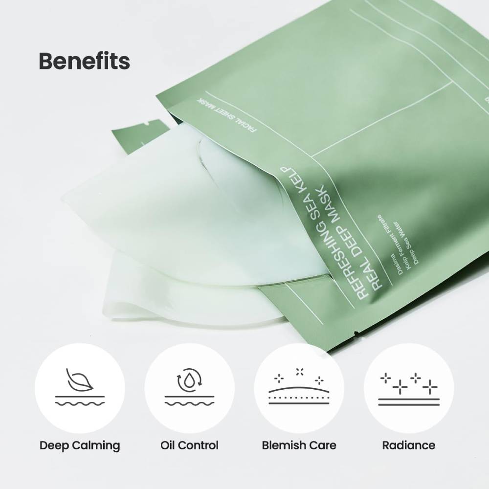 Нічна гідрогелева маска для обличчя з морськими водоростями Biodance Refreshing Sea Kelp Real Deep Mask, 4шт