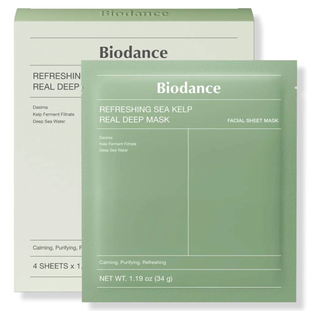 Нічна гідрогелева маска для обличчя з морськими водоростями Biodance Refreshing Sea Kelp Real Deep Mask, 4шт - Зображення 4