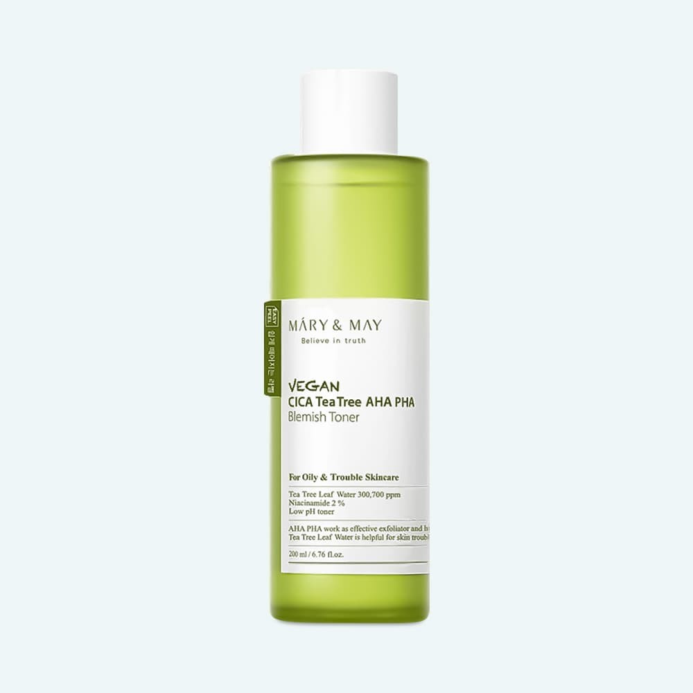 Веганський тонер з чайним деревом Mary&May Vegan CICA Tea Tree AHA PHA Blemish Toner, 200ml