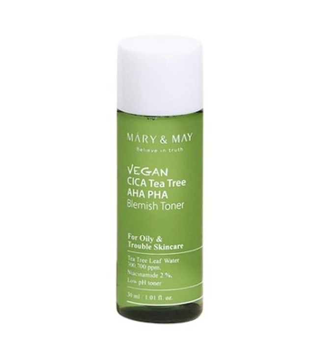Веганський тонер з чайним деревом Mary&May Vegan CICA Tea Tree AHA PHA Blemish Toner, 30ml
